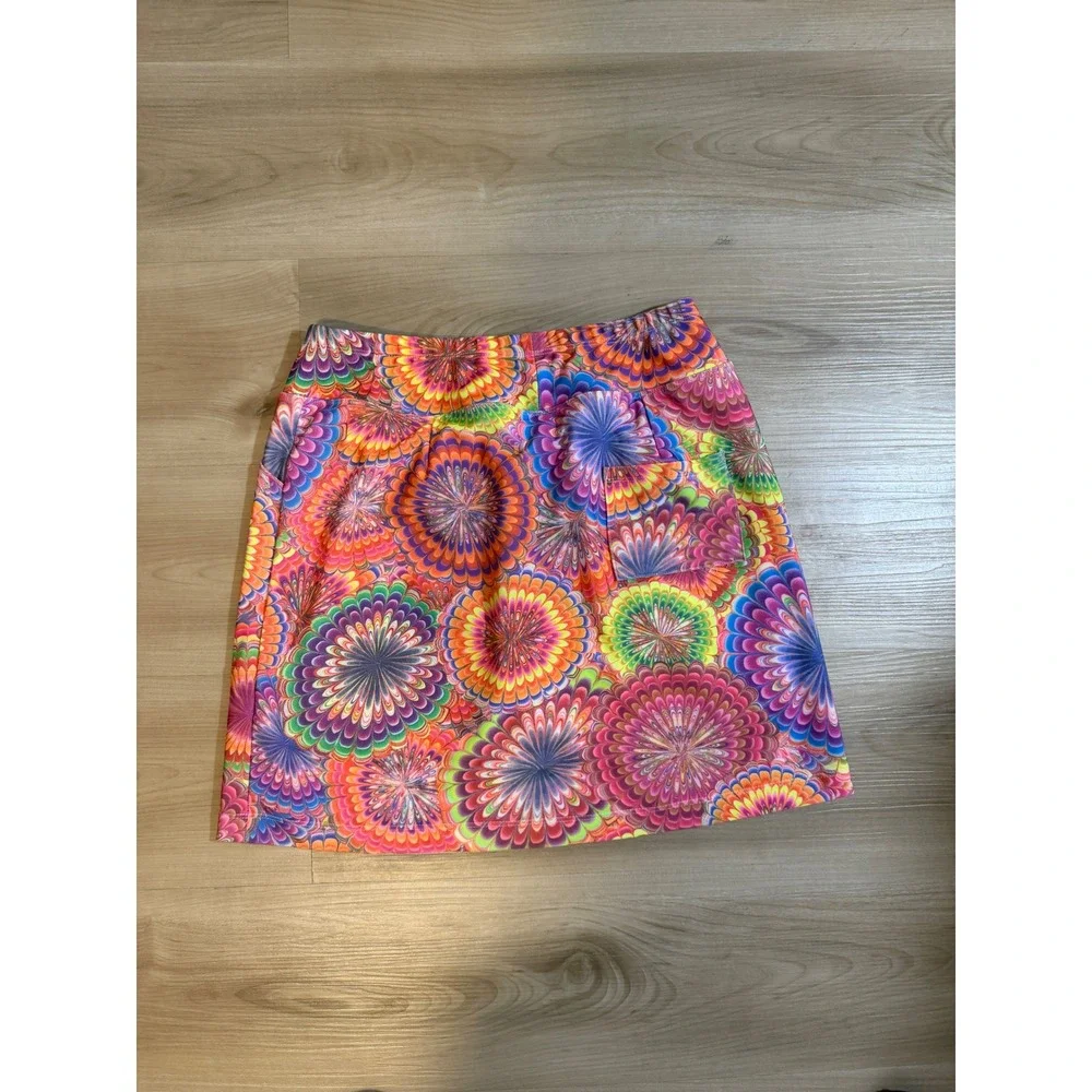 B Skinz Skort Womens M Multi Color Psychedelic Floral Athletic Golf Tennis